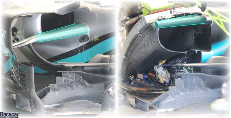 Mercedes W11 upper side impact tube comparison