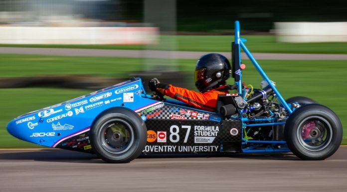Coventry Phoenix Racing Formula Student car in a test at Sutton Circuit in October 2024