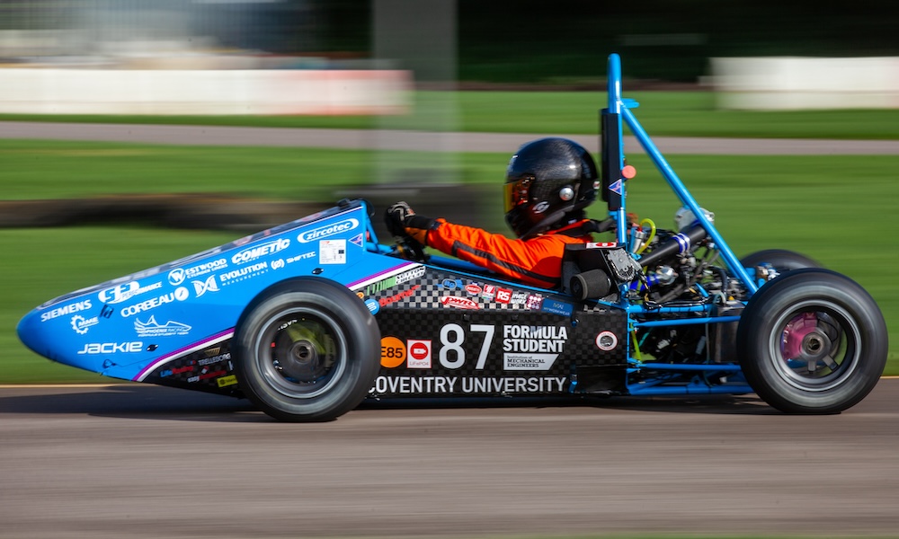 Oct 2024 test Arvin 2 Coventry Phoenix Racing Formula Student car in a test at Sutton Circuit in October 2024