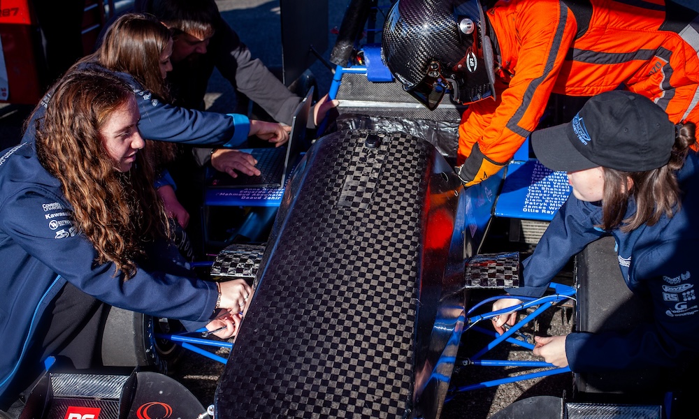 Formula Student mechanics at a test for the Coventry Phoenix Racing car